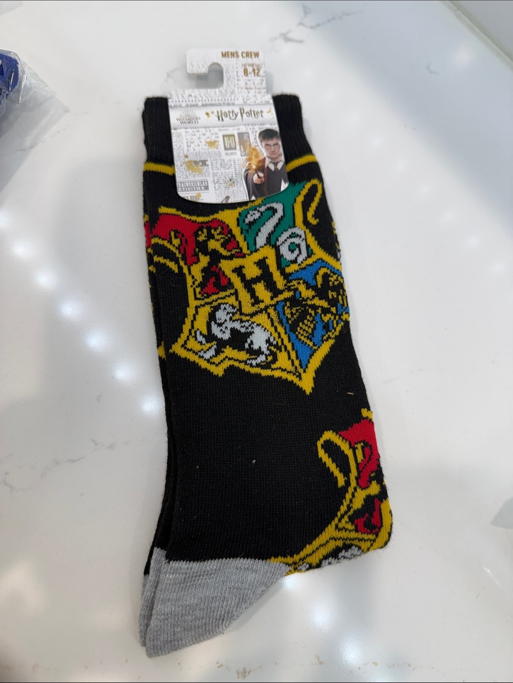 Harry Potter Men’s Crew Socks - Black with Hogwarts Crest